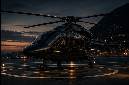 Executive helicopter on a private pad